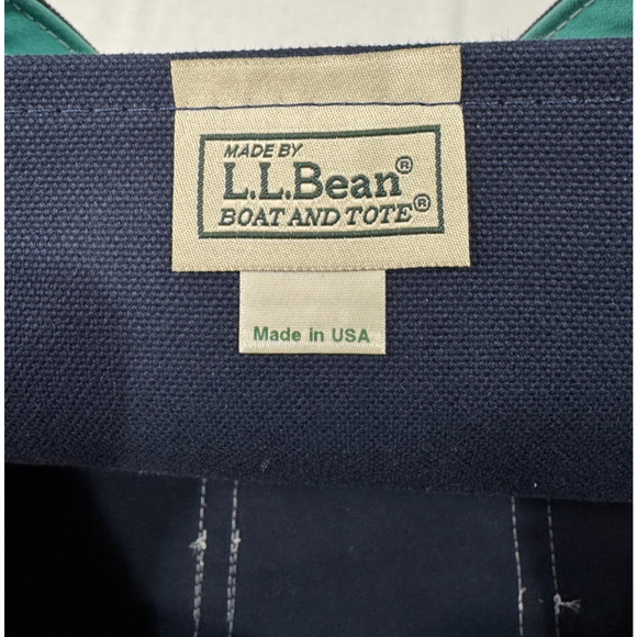 LL Bean Boat & Tote Bag Navy Blue Turquoise LARGE Size 15x22 Butterfly - Picture 8 of 10